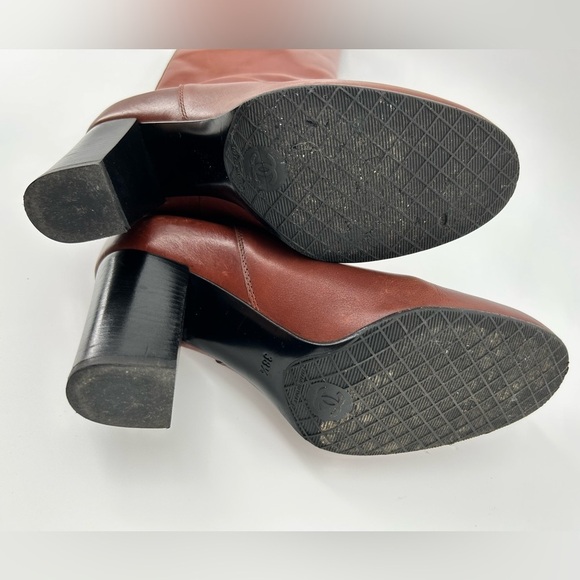 Chanel brown leather camel caramel heeled boots pull on 38.5 with dustbags only - Picture 7 of 16
